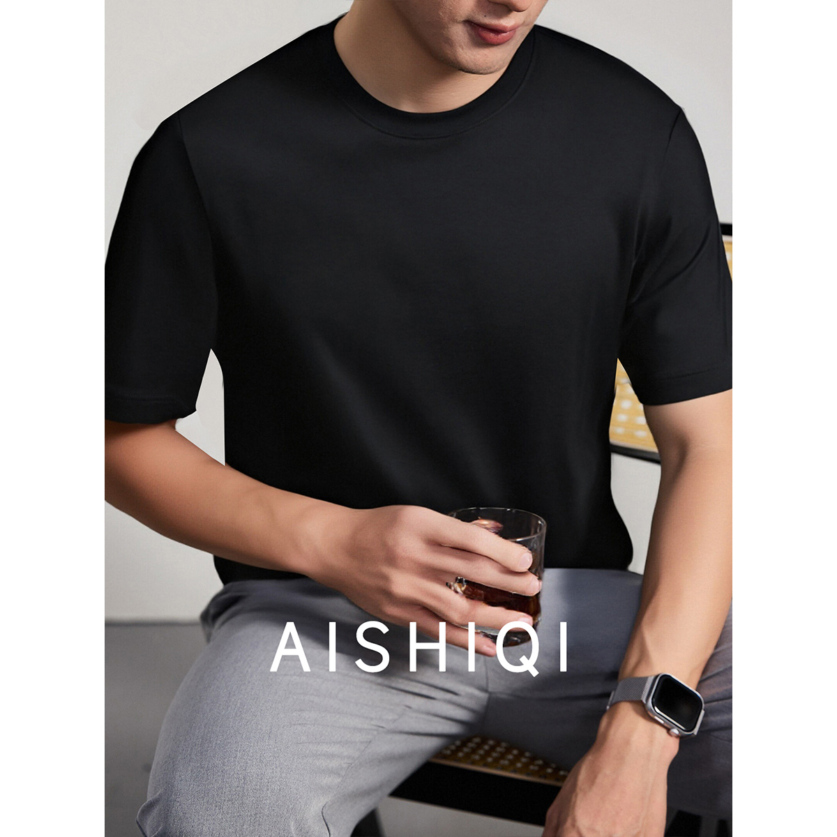 短袖基础百搭丝光棉圆领T恤