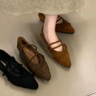 绝美单鞋 配裙子晚晚鞋 女2025秋季 尖头绒面玛丽珍通勤女鞋 新款 法式