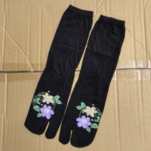 纯棉两二指袜夏季 日系中高筒女士薄款 木屐袜长袜子 包邮 全店满19元