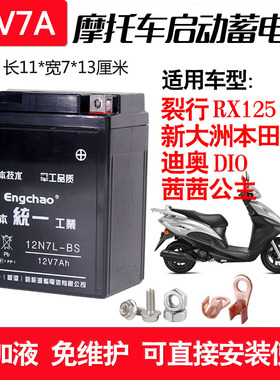 适用新大洲本田/迪奥DIO/裂行RX125摩托车CB190R YTX7L-BS干电瓶