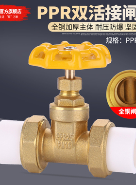 全铜20PPR管双活接闸阀自来水管开关4/6分阀门25热熔32止水阀加厚