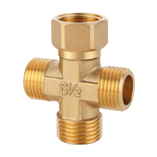 铜4分6分活接四通接头水管燃气管一进三出分水器管件内丝外丝配件