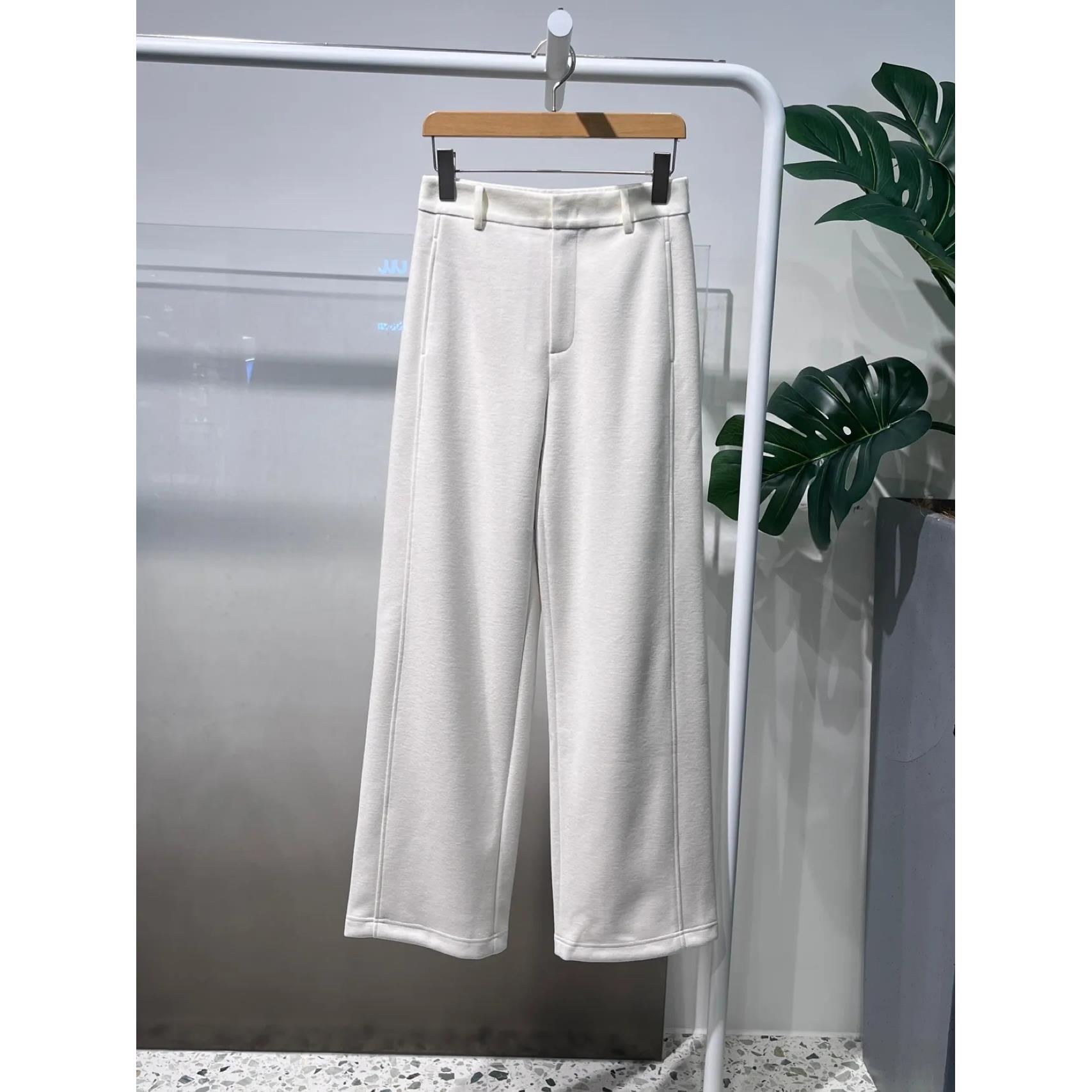 MM麦麦家2025秋冬新款绵羊毛直筒阔腿醋纤休闲裤女长裤5GA352813