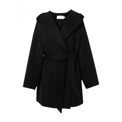 MM麦麦2025冬新款羊毛双面呢连帽浴袍斗篷短款毛呢大衣5GA970371