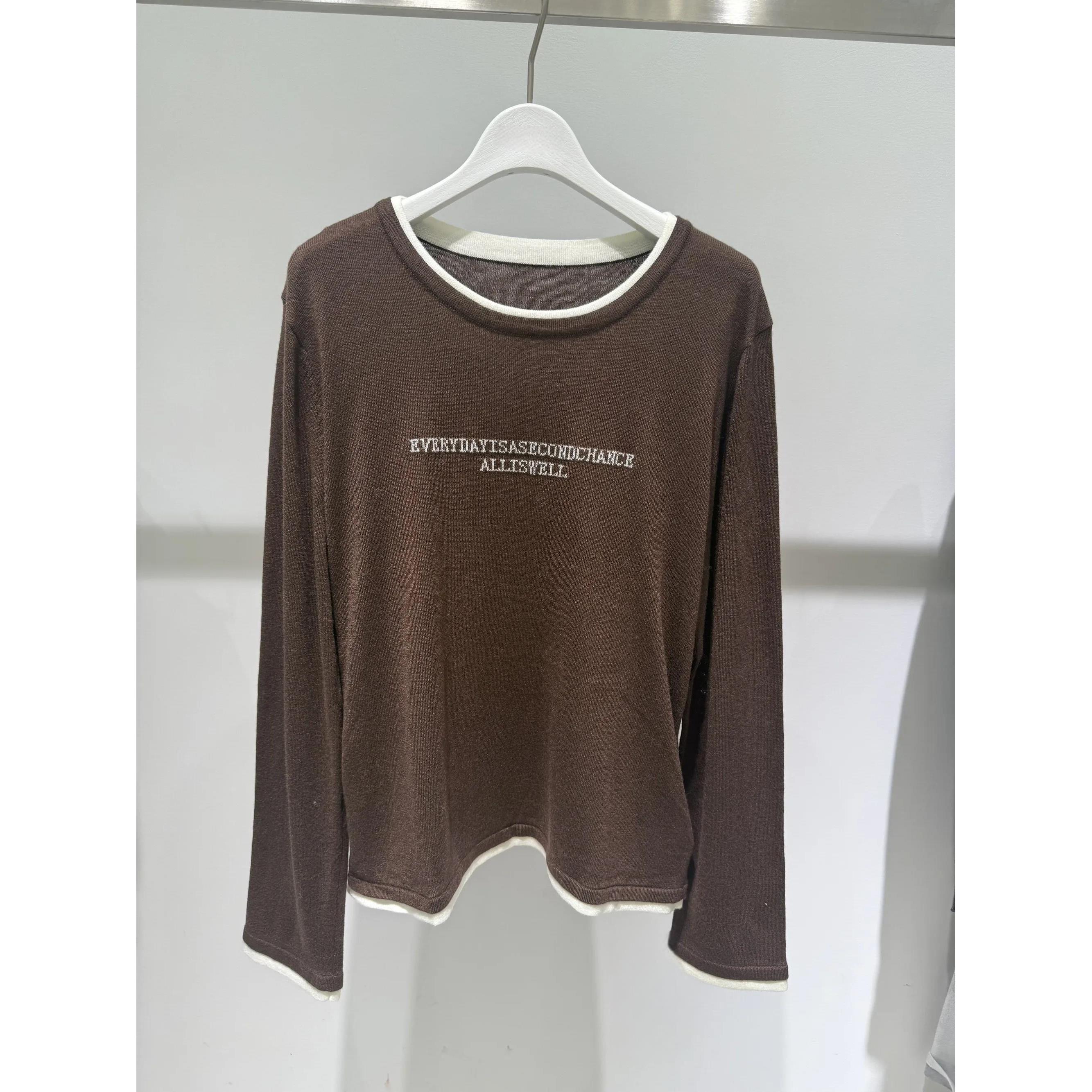 MM麦麦2025秋冬新款休闲假两件拼接绵羊毛针织衫女上衣4GA133401X