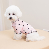 宠物爱心打底衫 泰迪比熊小型犬小狗狗英短猫咪公主风 衣服春秋装