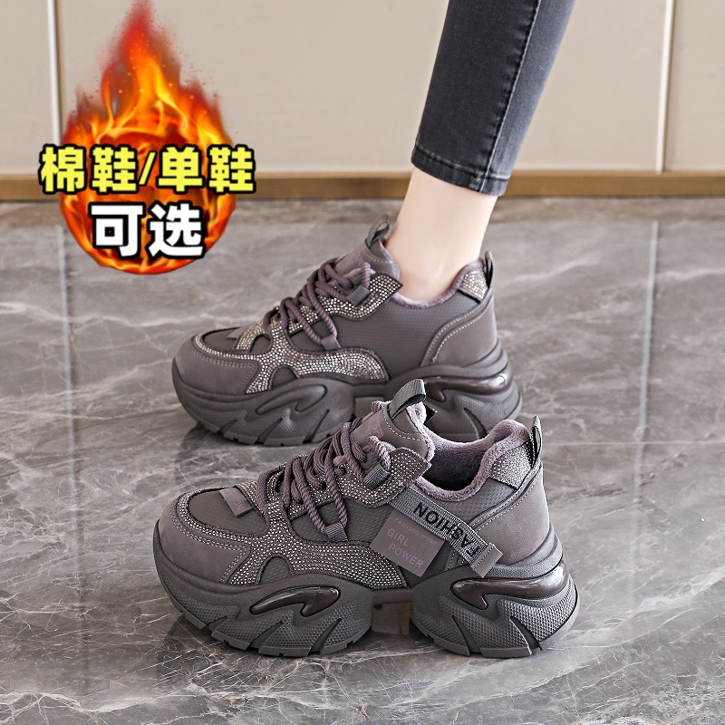 加绒保暖棉鞋小个子增高运动鞋34