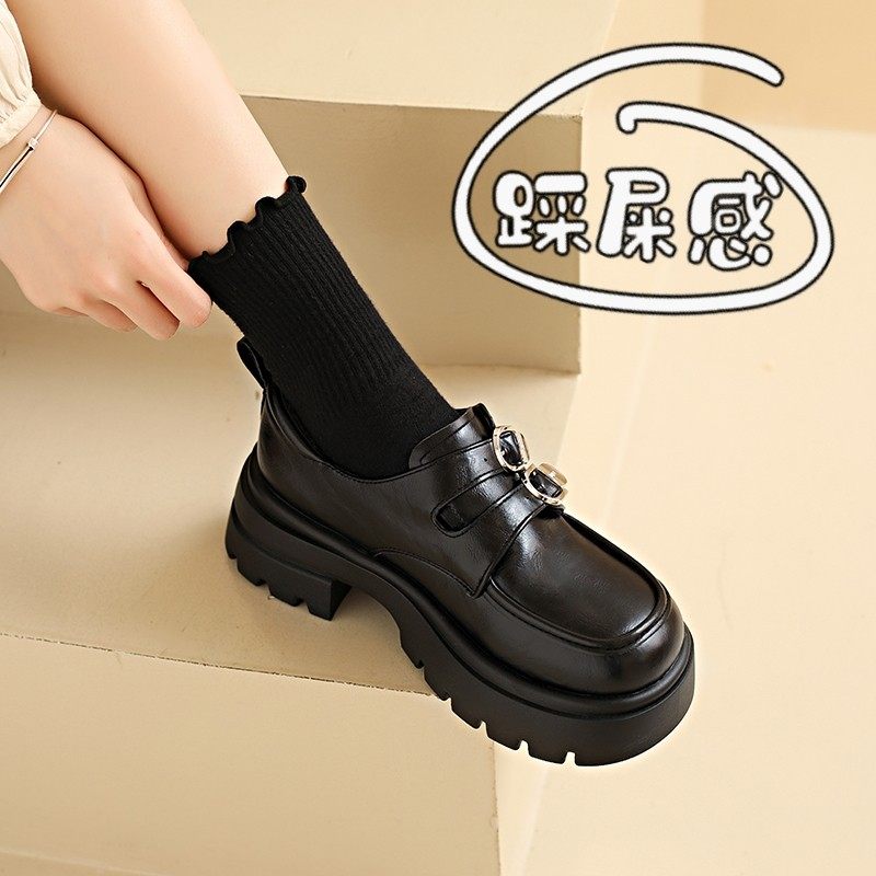 厚底乐福鞋女款2026春季新款英伦风黑色小皮鞋增高配裙玛丽珍单鞋,女鞋,乐福鞋（豆豆鞋）,淘宝优惠券,粉丝福利购,淘宝优惠卷