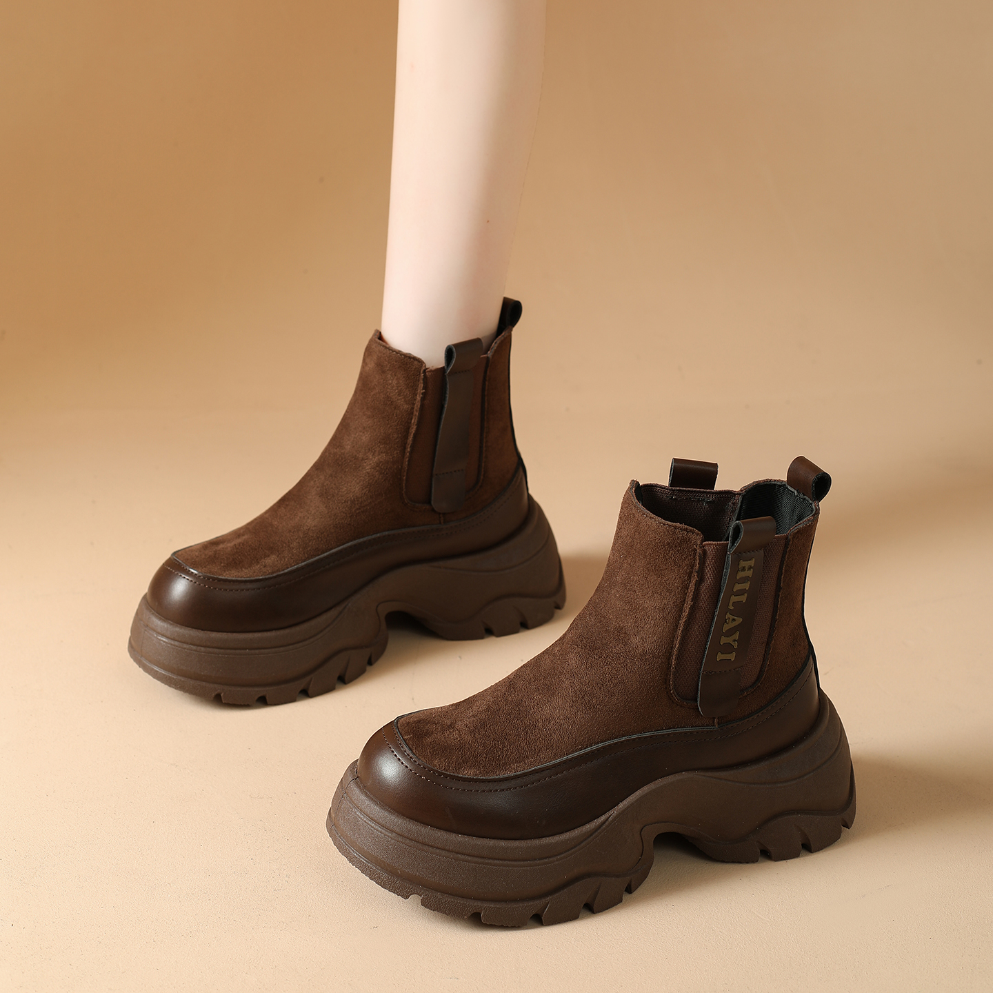 瘦靴子厚底增高美拉德短靴34