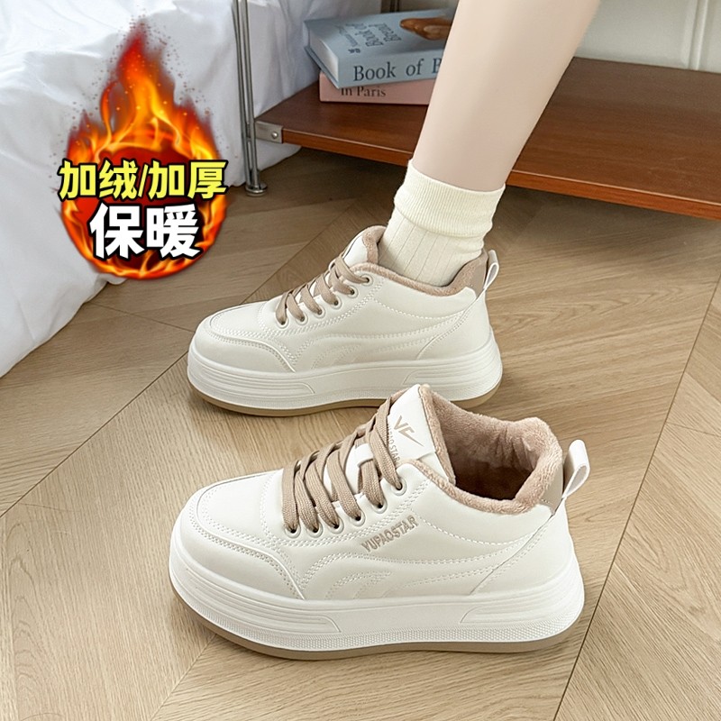 高帮棉鞋小码34厚底小白板鞋
