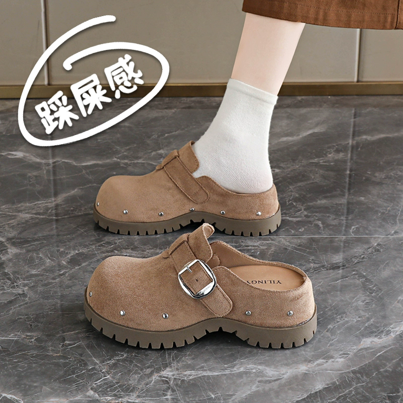 外穿厚底勃肯半拖单鞋34