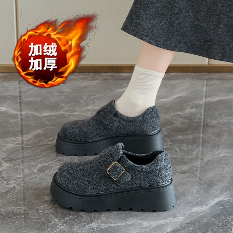 复古休闲鞋子女厚底乐福鞋34码