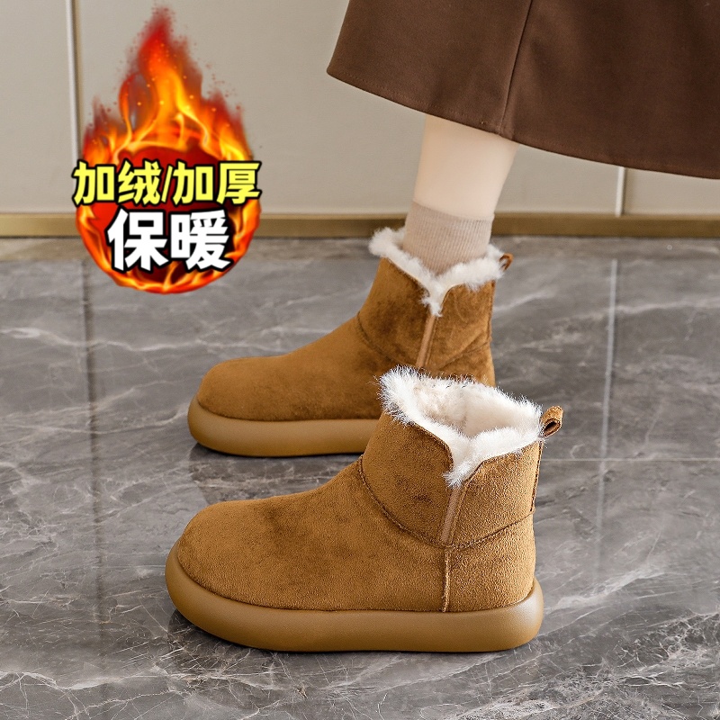 加绒保暖棉鞋一脚蹬勃肯棉靴34