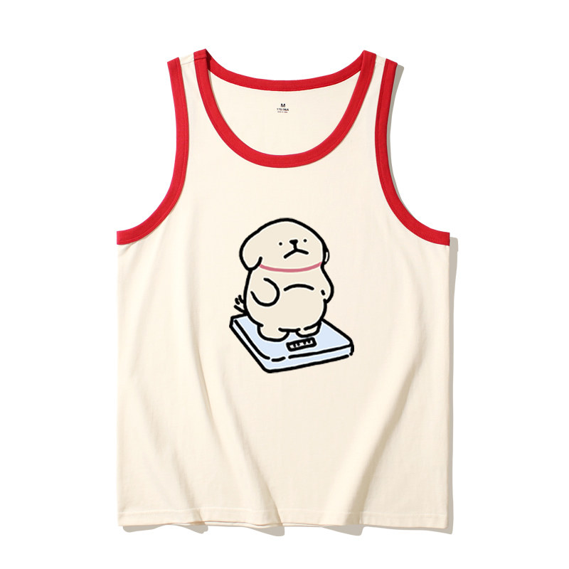 小黄称体重卡通背心无袖夏季纯棉男女中大童青少年学生运动减肥新