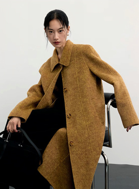 25秋冬时尚高级感娃娃领双面尼羊毛大衣外套女士