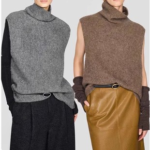 开间 云柔亲肤康赛妮牦牛绒拉绒松弛轻便针织荡领背心冬 叠穿神器