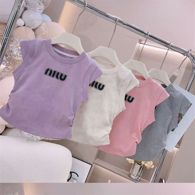 圆领韩版无袖背心镶钻T恤