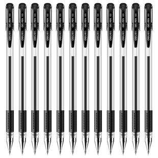 得力中性笔学生用黑色签字笔0.5mm子弹头商务办公水笔碳素笔学生考试用黑笔老师改用红笔D06