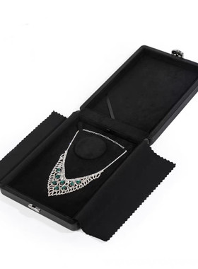 高档皮质麂皮绒套链盒宝石翡翠钻石吊坠盒首饰收纳盒现货礼物盒