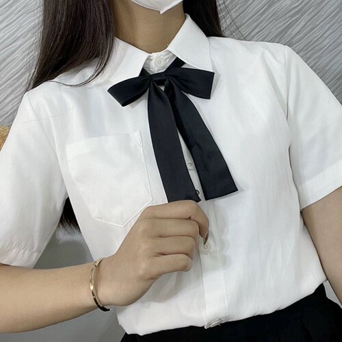 JK制服学生校服 基础款 角襟短袖衬衫 长袖风琴褶圆襟奶白色衬衫 - 封面