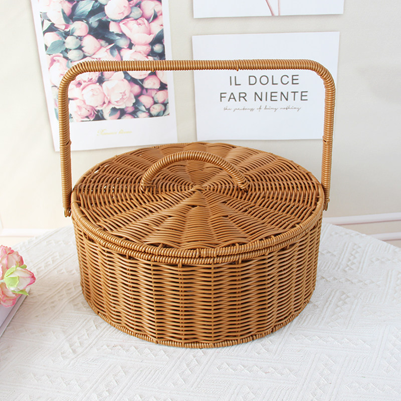 仿藤编织手提篮结婚礼品箱中秋节月饼礼篮春节年货糕点伴手礼篮子,收纳整理,其他收纳篮,淘宝优惠券,粉丝福利购,淘宝优惠卷