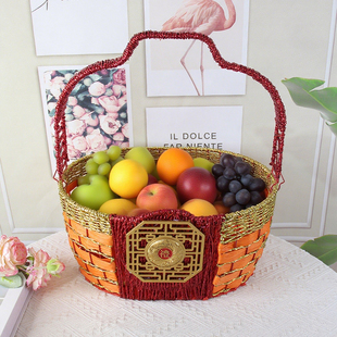 仿藤编织水果篮子手提收纳篮花篮包装礼品篮野餐篮鸡蛋篮收纳筐