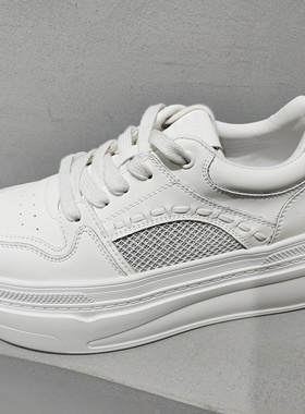 欧洲站AML厚底舒适真皮网拼透气时尚板鞋小白鞋2026春夏新款女鞋