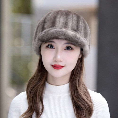 水貂毛帽子韩版女士冬季骑士帽