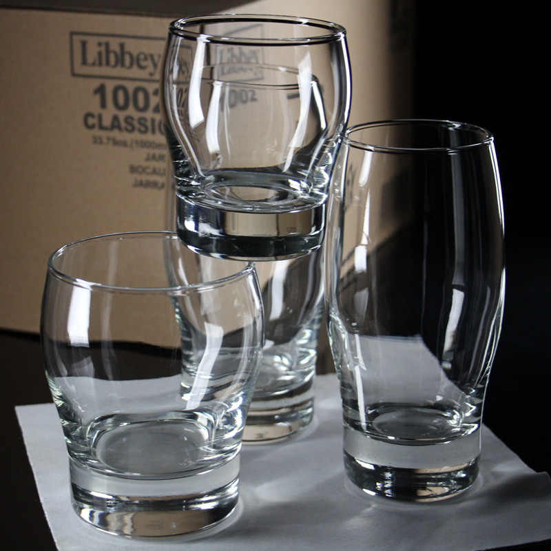 利比鼓形厚底玻璃杯海波柯林杯子