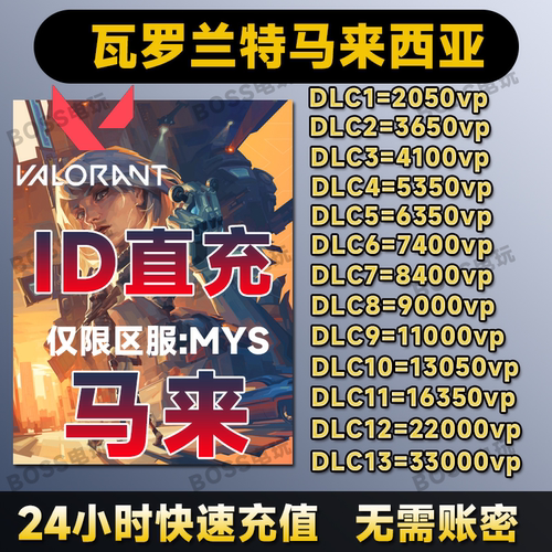 valorant瓦罗兰特马来西亚代充