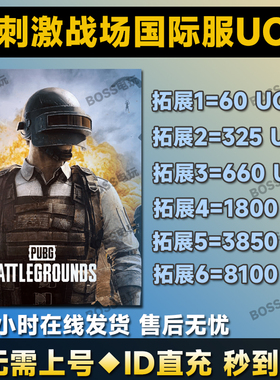 刺激战场国际服吃鸡 8100uc PUBG mobile id充值无需上号秒充值