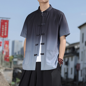2024新风男新款盘扣开衫短袖衬衫414-CS001-P45图片