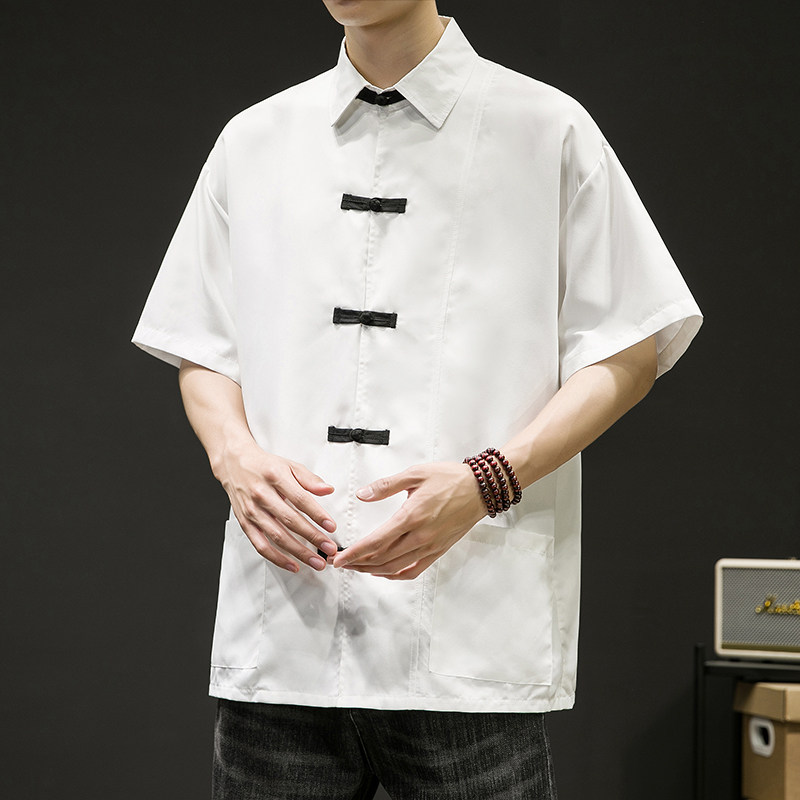 2023夏装新款风大码宽松唐装短袖衬衫414-CS210-F55,男装衬衫,四季星座414