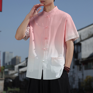 2024新风男新款盘扣开衫短袖衬衫414-CS001-P45图片