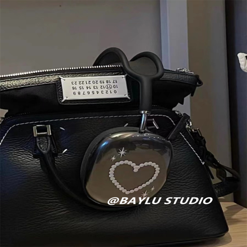 韩国ins小众时髦珍珠印花爱心高透适用于苹果AirPods max头戴式耳机保护套软壳透明轻薄博主同款