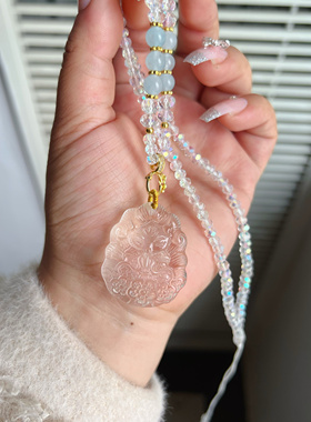 天然白水晶狐狸将军狐吊坠九尾狐水晶项链狐牌学生锁骨链狐牌桃花