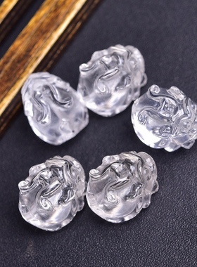 天然白水晶龙龟雕刻吊坠净体通透的手链孔通孔精致百搭礼物男女