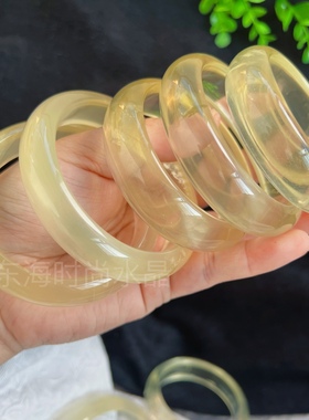 天然黄水晶手镯宽版加宽冰透黄水晶镯子发财手镯正品礼物女