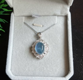 天然海蓝宝水晶项链女显白气质高雅小众轻奢宫廷风小清新百搭礼物