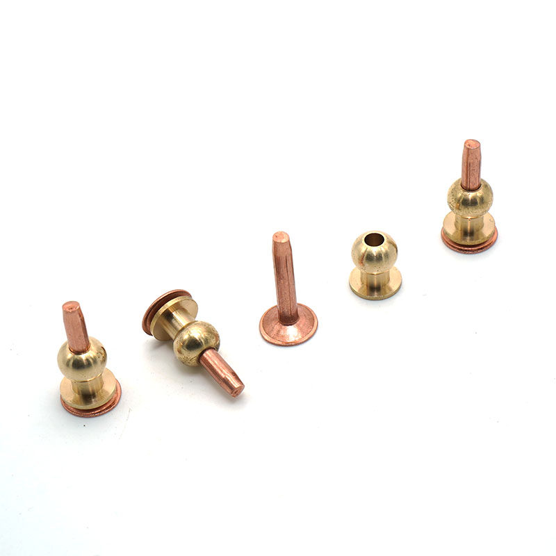 纯铜空心和尚头奶嘴钉 皮搭扣紫铜铆钉DIY手工皮具箱包五金配件