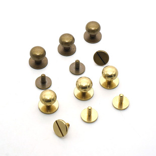 纯铜和尚头螺丝钉手工皮具diy五金箱包配件皮搭皮钉扣纯铜奶嘴钉