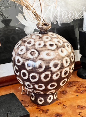 中古风侘寂花瓶软装搭配设计餐厅边柜橱窗装饰摆件高级感套装