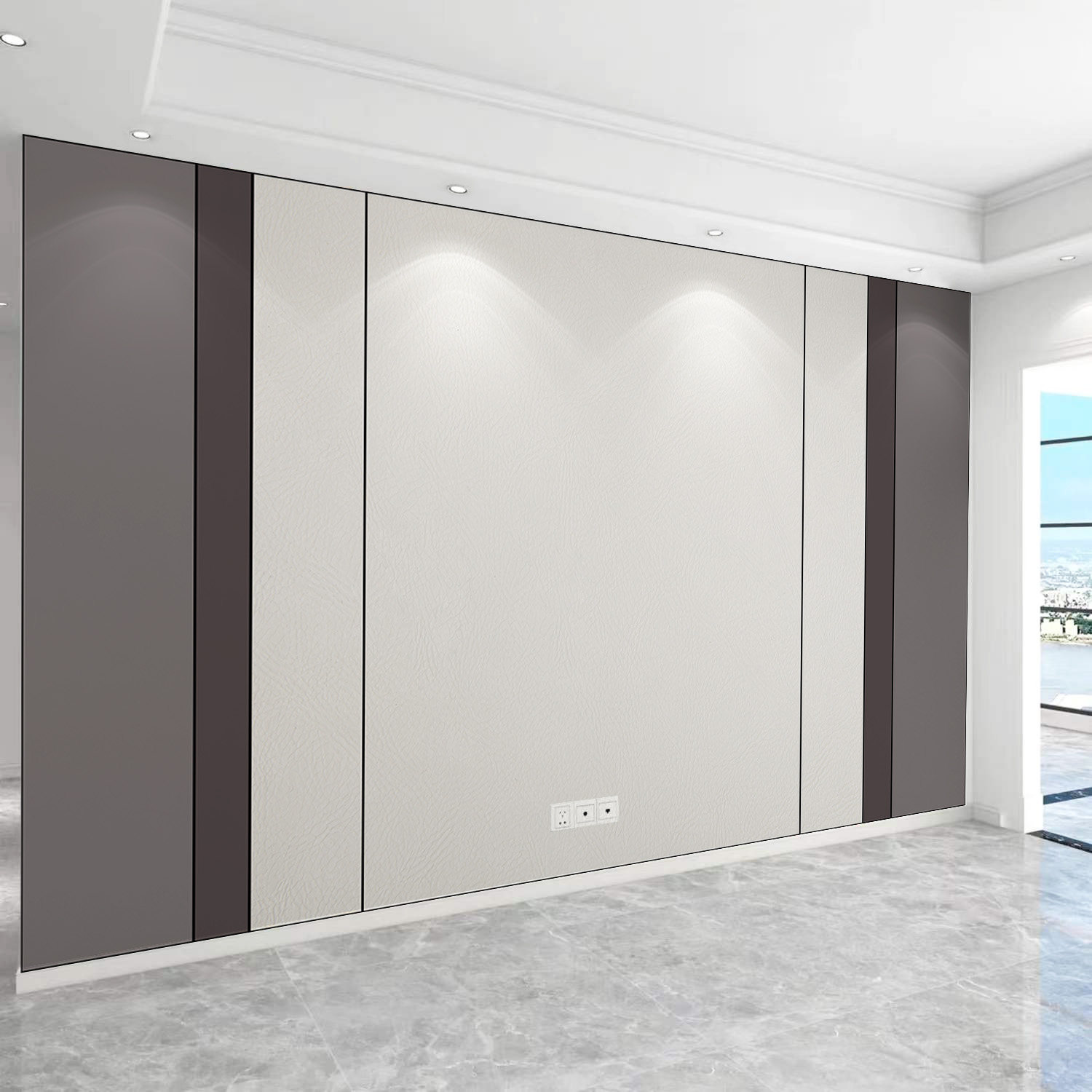 竹木纤维集成墙板客厅电视背景墙装饰自装现代沙发卧室定制护墙板