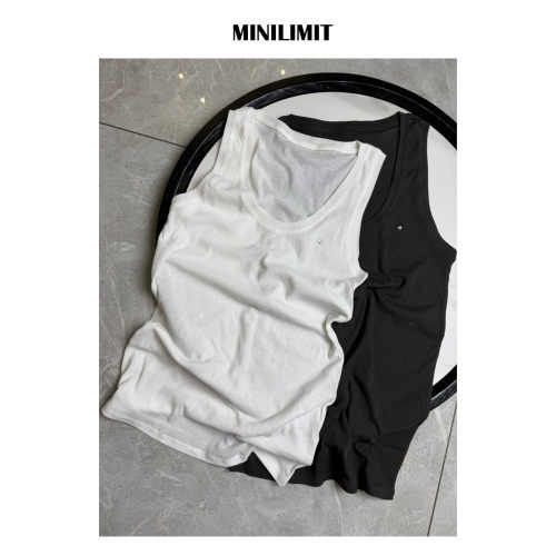 DY895 极简风针织纯色背心施华洛钻设计纯棉三色无袖T恤MINILIMIT