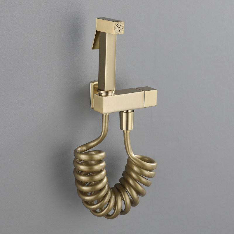 拉丝金色全铜高压冲洗器厕所清洁水枪增压喷头枪灰马桶伴侣水枪