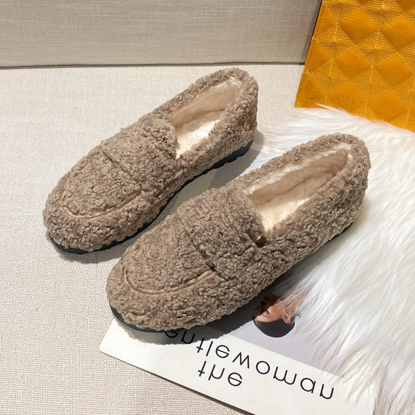 毛毛鞋女冬外穿厚底羊羔毛豆豆鞋加绒保暖奶奶棉鞋大码女鞋41到43,女鞋,乐福鞋（豆豆鞋）,淘宝优惠券,粉丝福利购,淘宝优惠卷