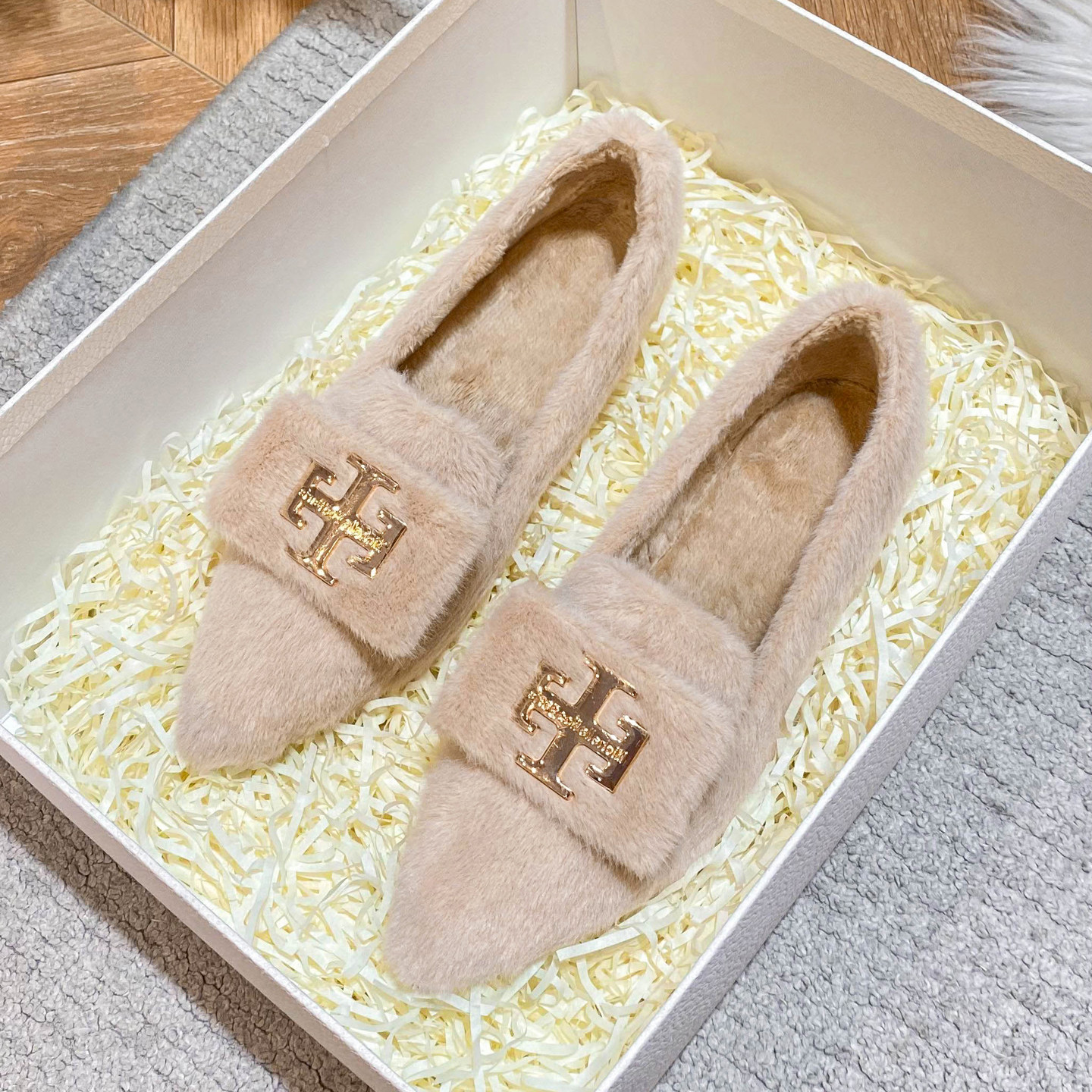 尖头毛毛鞋女冬外穿2025新款厚底法式一脚蹬貂毛豆豆鞋女加绒保暖,女鞋,乐福鞋（豆豆鞋）,淘宝优惠券,粉丝福利购,淘宝优惠卷