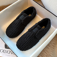 毛毛鞋女秋冬外穿厚底一脚蹬羊羔毛豆豆鞋女加绒棉瓢鞋大码41到43
