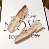 国风单鞋 春季 女2026新款 新中式 复古粗跟汉服鞋 刺绣旗袍鞋 软底瓢鞋