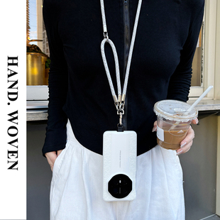 原创高档适用华为mate70pro 手机壳mate50rs手提绳挂脖m40保时捷斜跨挂绳pura80素皮壳p60全包防摔硬壳男女